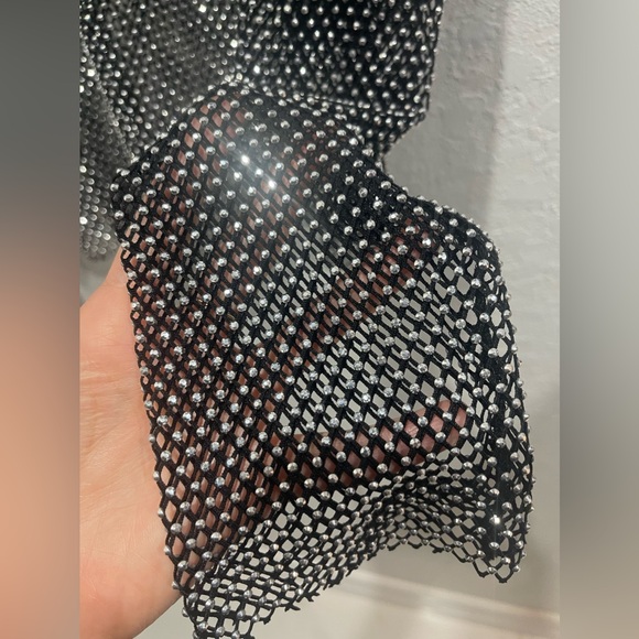 NWOT GESTUZ Yadegz Crystal Embellished Mesh Mock Neck Top - Small - Picture 10 of 12